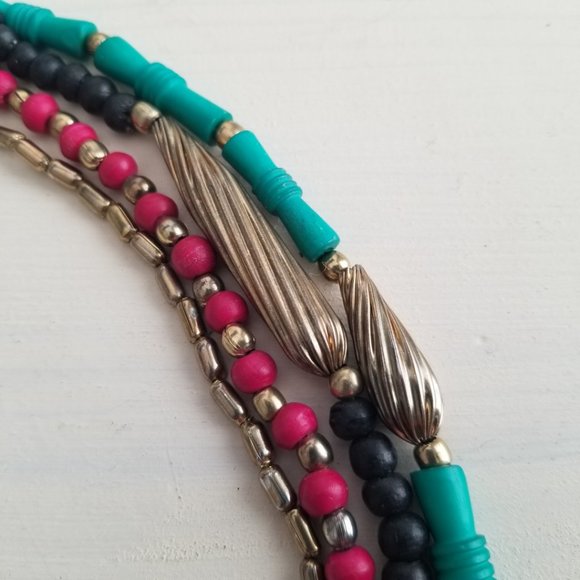 Funky Boho Colorful Multi Strand Necklace Jewelry - Picture 11 of 13